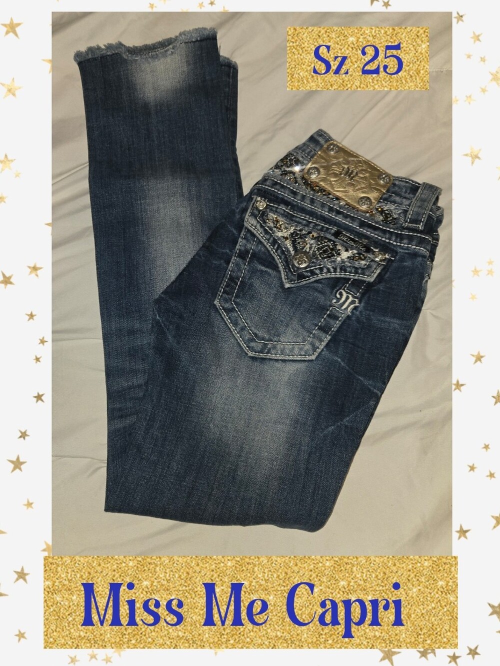 Miss Me Women's Dark Blue Denim Capri Jeans - Size 25